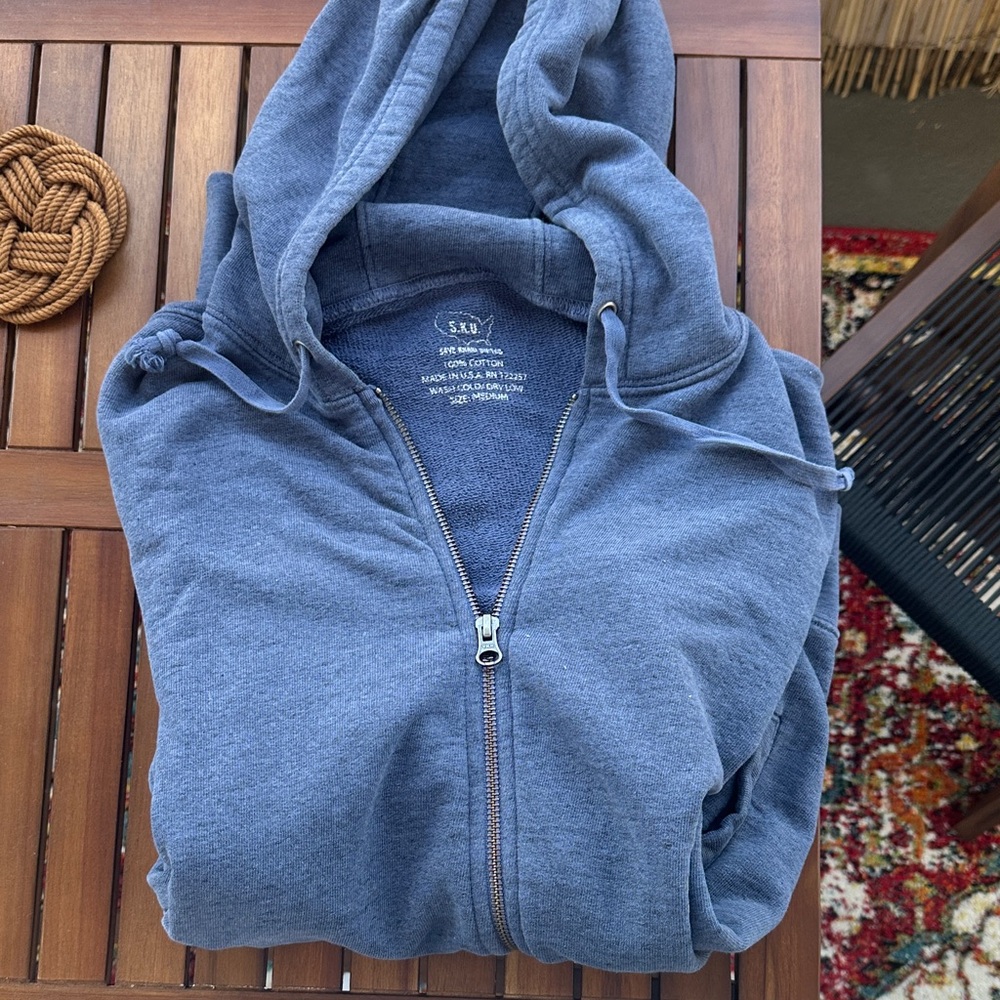 Save Khaki French Terry Blue Zip-Up Hoodie